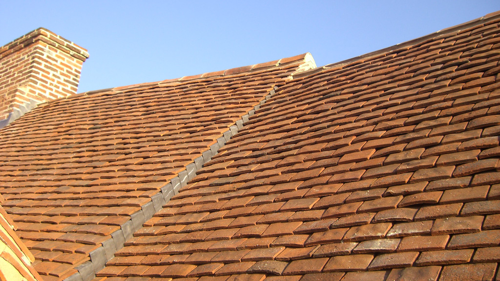 Tiled roof on church restoration